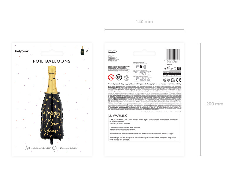 Balon foliowy Butelka Happy New Year – duży rozmiar