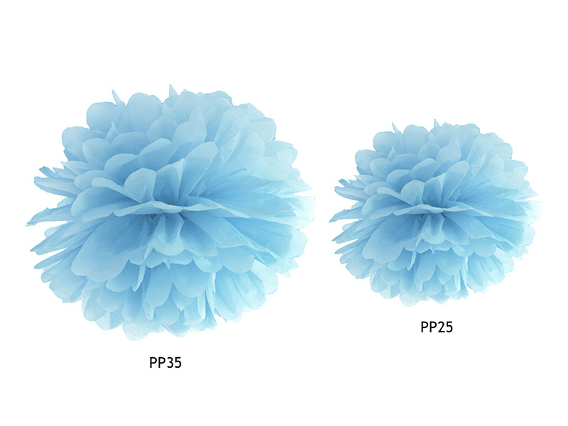 Pompon bibułowy jasnomglistoniebieski dekoracja