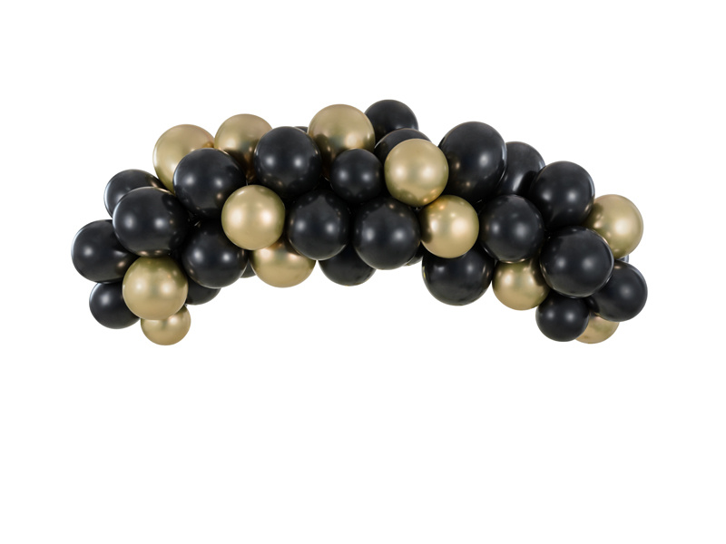 Balony Eco 30cm metalizowane czarne – balony ułożone w dekoracji