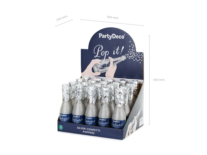 Tuba z konfetti Szampan srebrny 20.5 cm - zdjęcie 7