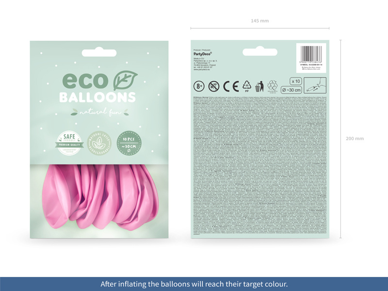 Balony Eco 26cm metalizowane różowe - zbliżenie