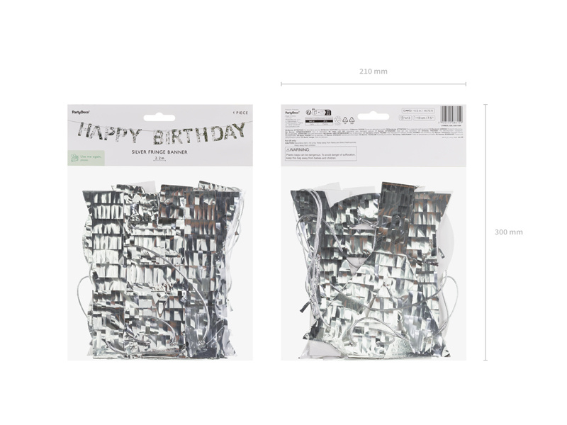 Baner Happy Birthday 2,2m srebrny - zdjęcie produktu 3
