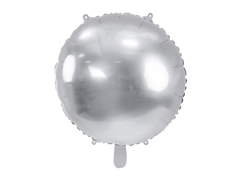 Balon foliowy okrągły Pastylka srebrny 80 cm