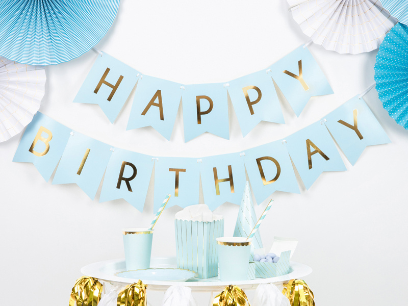 Baner Happy Birthday jasnoniebieski - zdjęcie 3