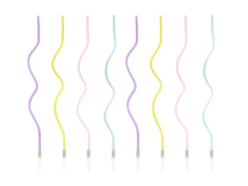 Świeczki urodzinowe zakręcone, mix, 14cm (1 op. / 8 szt.)