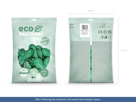 Balony Eco 26cm pastelowe, zielony (1 op. / 100 szt.)