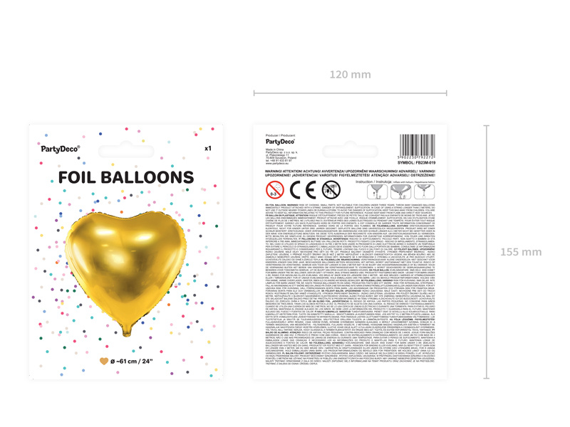 Balon foliowy Serce 61cm złoty - zdjęcie 5