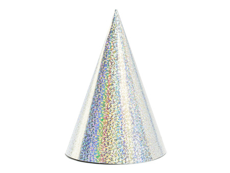 Czapeczki holograficzne, srebrny, 16cm (1 op. / 6 szt.)