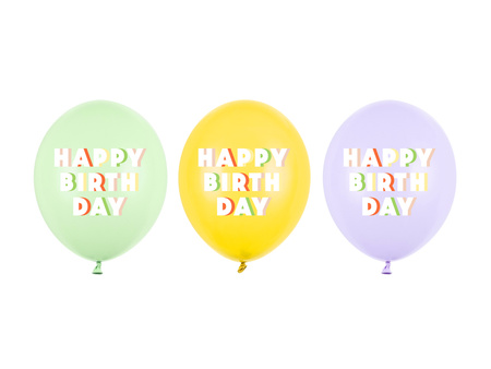 Balony 30 cm, Happy Birthday, mix (1 op. / 50 szt.)
