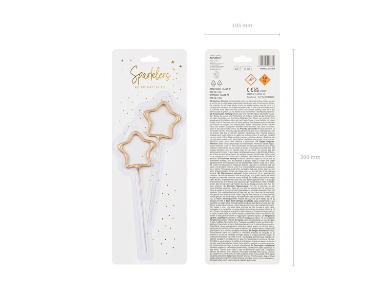 Zimne ognie Gwiazdki złoty 16.5 cm - zbliżenie na gwiazdkę