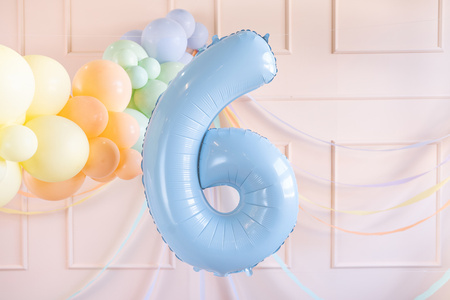 Balon foliowy Cyfra ''6'', 72cm, jasny niebieski