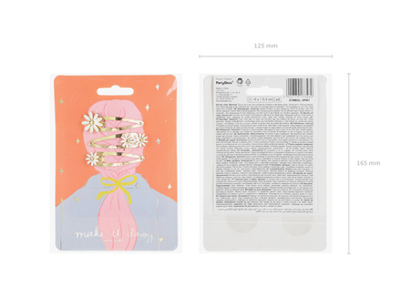 Spinki do włosów Stokrotki, 5x1.5-2 cm, złoty (1 op. / 3 szt.)