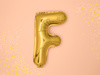 Balon foliowy Litera ''F'', 35cm, złoty