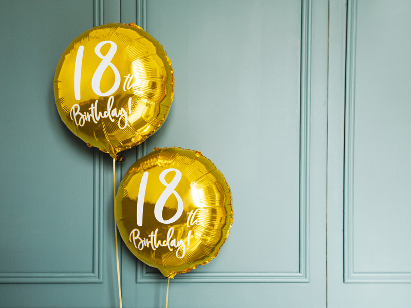 Balon foliowy 18th Birthday złoty 45cm - zdjęcie 5