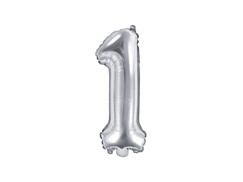 Balon foliowy Cyfra 1 srebrny 35 cm