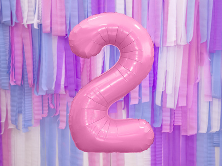 Balon foliowy Cyfra ''2'', 86cm, różowy