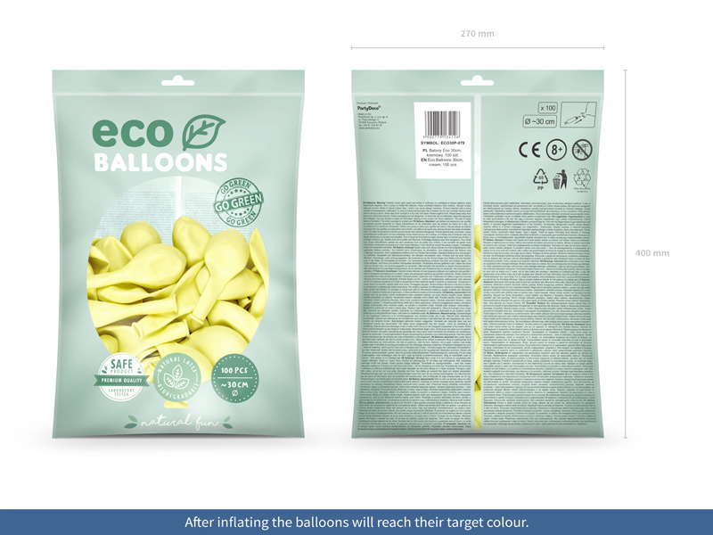 Balony Eco pastelowe kremowe – detale produktu