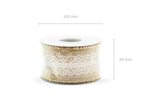 Taśma jutowa z koronką, 5x500cm