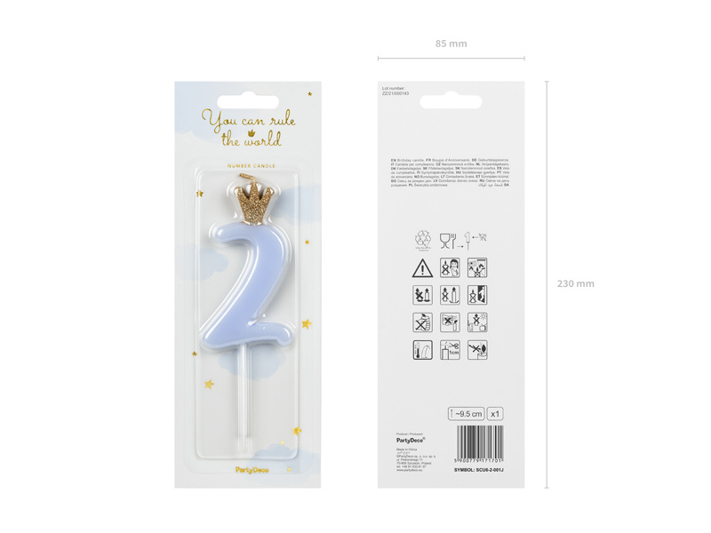 Świeczka urodzinowa Cyferka 2 na torcie