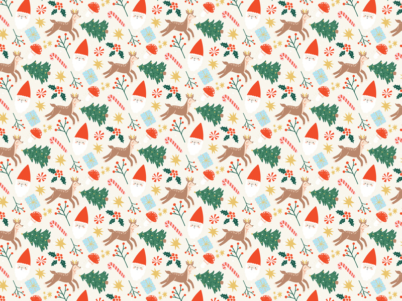 Papier do pakowania Merry Christmas - beżowy z kolorowym nadrukiem