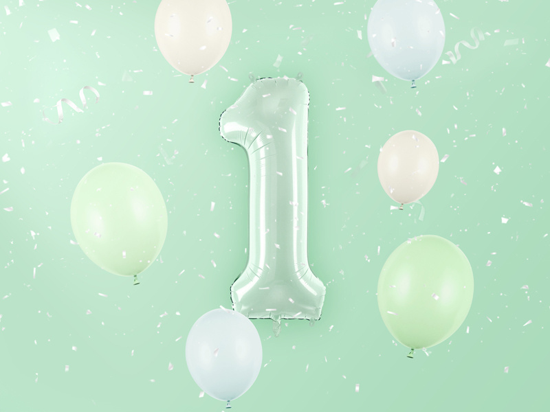 Balon foliowy Cyfra 1 zieleń z boku