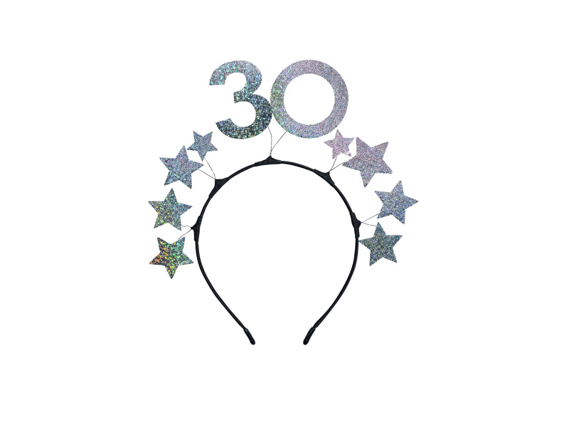 Opaska z gwiazdkami 30 srebrna - zdjęcie 1