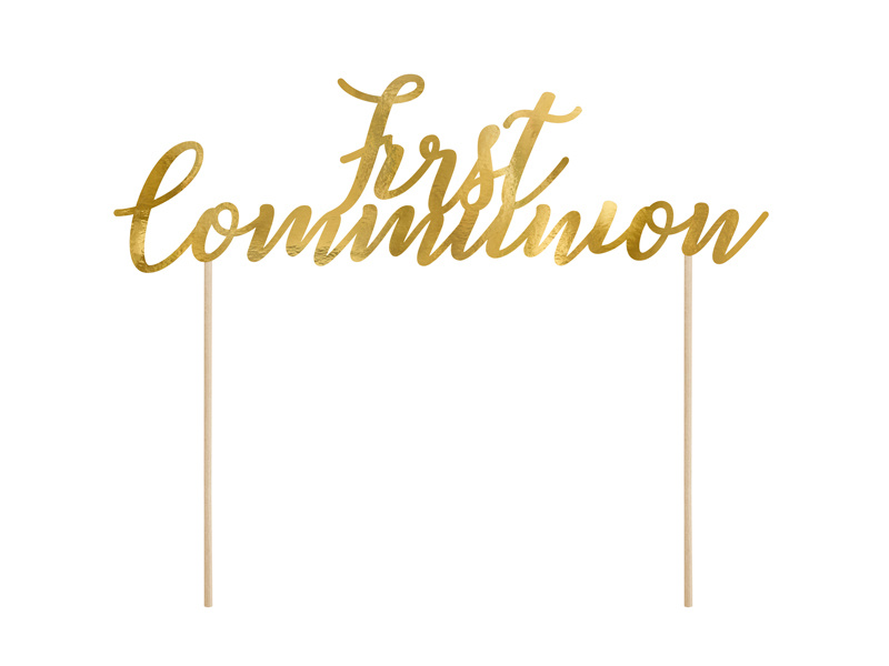 Topper na tort First Communion złoty 21cm - zdjęcie 1