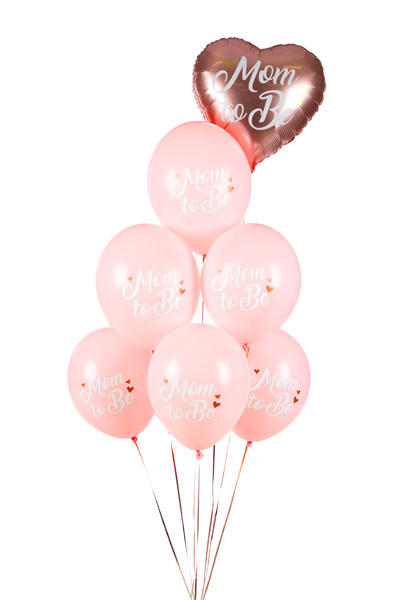 Balony Mom to Be Pastel Pale Pink - zbliżenie na nadruk