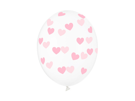 Balony 30cm, Serduszka, Crystal Clear (1 op. / 50 szt.)