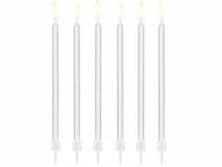 Świeczki urodzinowe gładkie, biały, 14cm (1 op. / 12 szt.)