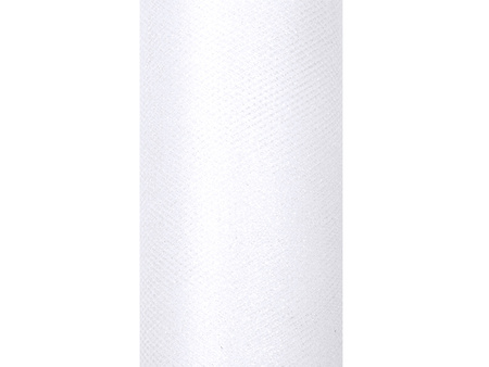 Tiul glittery, biały, 0,15 x 9m (1 szt. / 9 mb.)