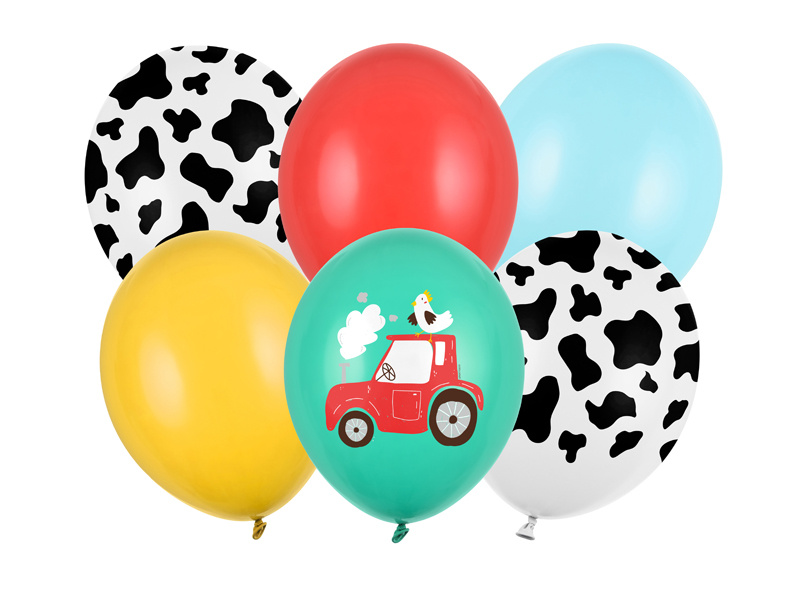 Balony Farma mix 30 cm – zestaw 6 sztuk