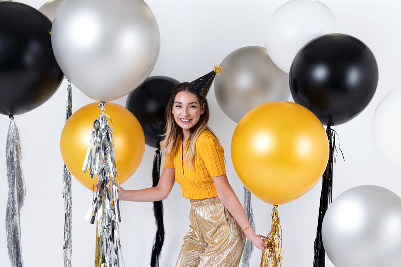 Balon okrągły Metallic Silver Snow – aranżacja