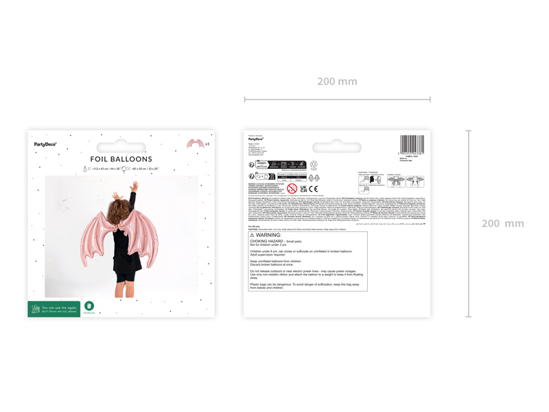 Balon foliowy Skrzydła Nietoperza różowe holograficzne – zastosowanie na plecach