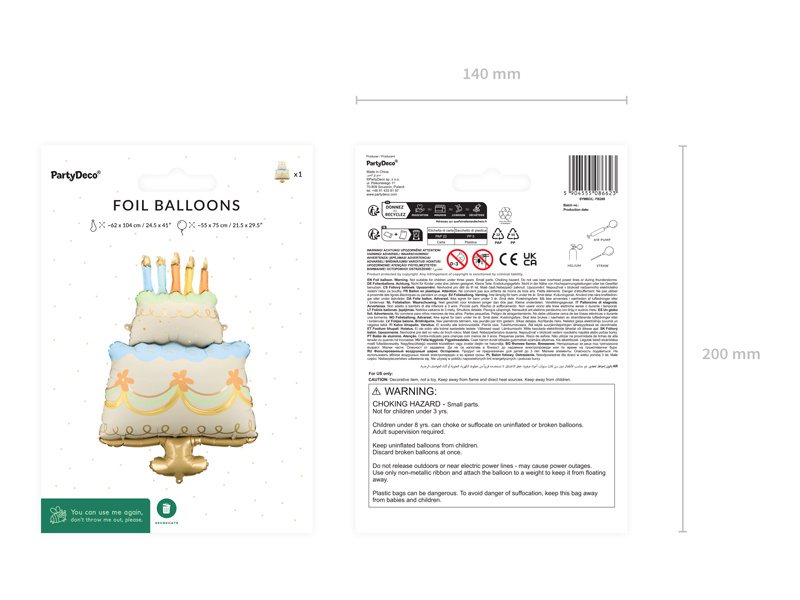 Balon foliowy Tort różne kolory
