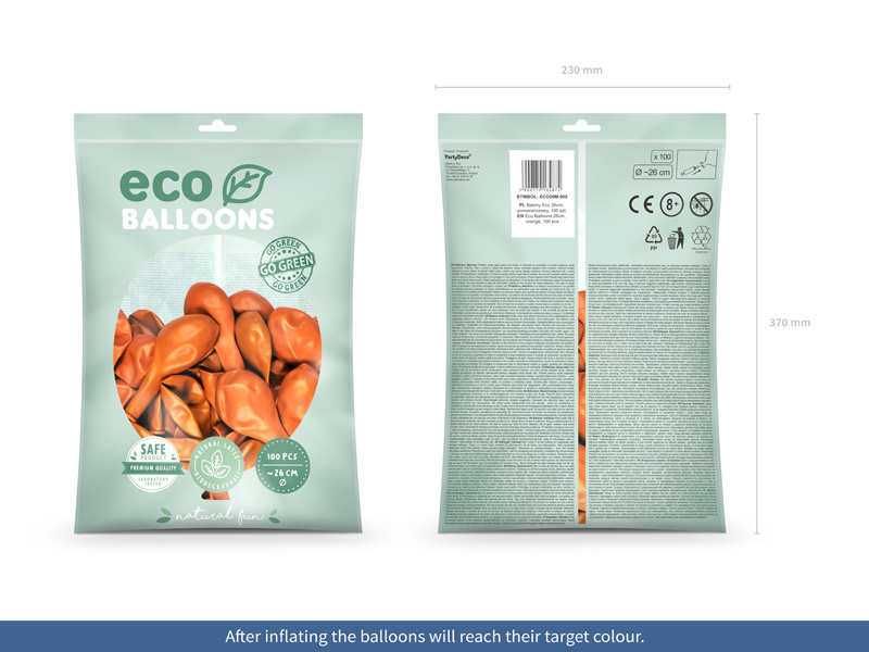 Balony Eco 26cm metalizowane pomarańczowy - zdjęcie 2
