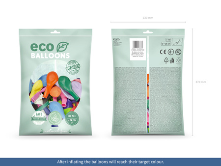 Balony Eco 26cm pastelowe, mix (1 op. / 100 szt.)