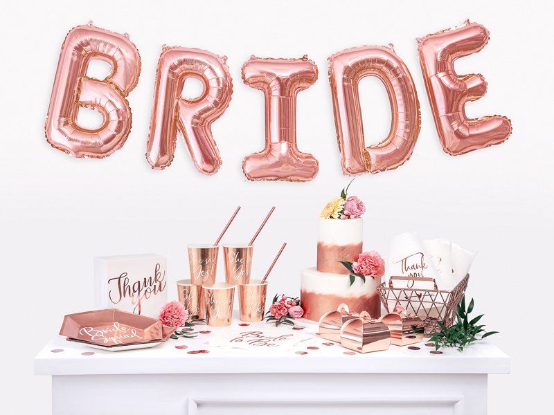 Balon foliowy Litera D 35cm różowe złoto - detale produktu