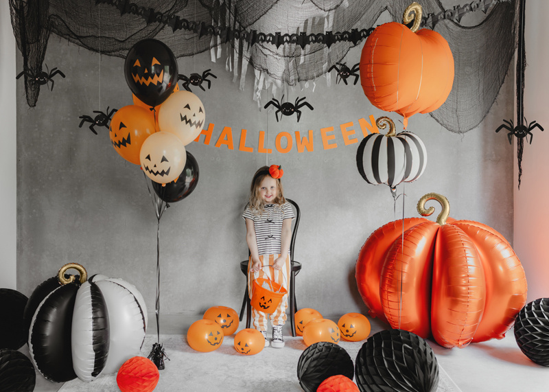 Balon foliowy Dynia w paski - widok z boku