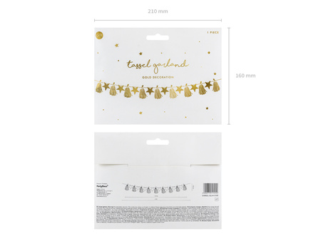 Girlanda papierowa Gwiazdy, złoty, 1,3m