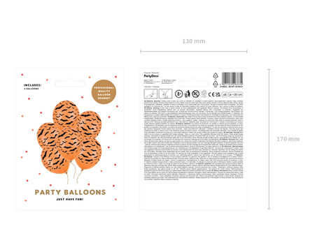 Balony 30cm, Nietoperze, Pastel M. Orange (1 op. / 6 szt.)