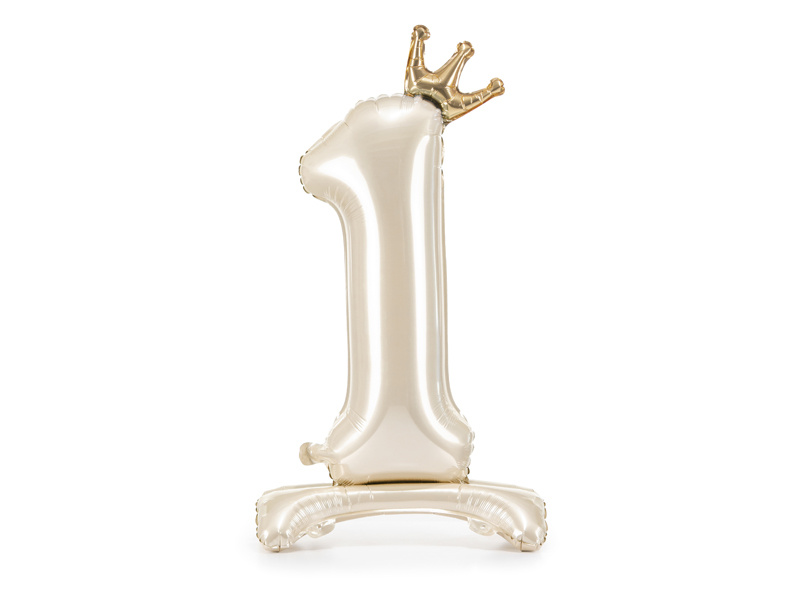 Stojący balon foliowy cyfra 1 jasny krem