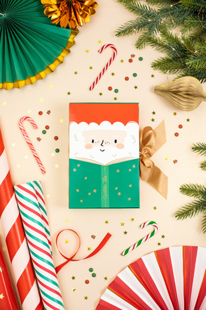 Pudełko na prezenty Mikołaj, 6x22.5x15 cm, mix