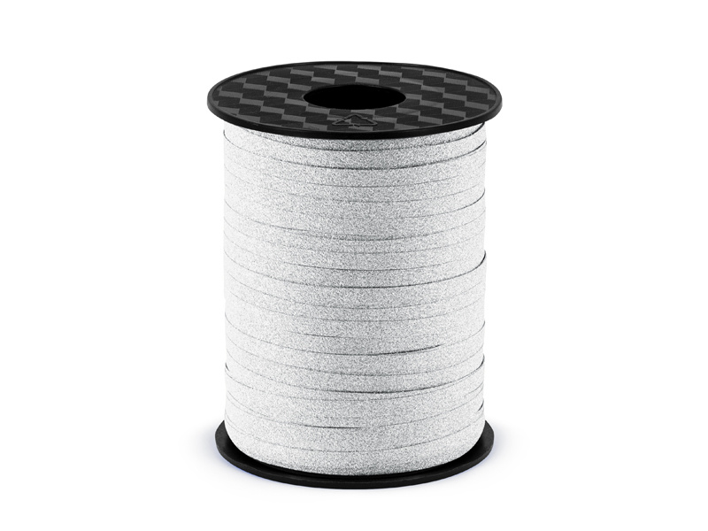 Plastikowa wstążka srebrna 5mm/225m widok ogólny