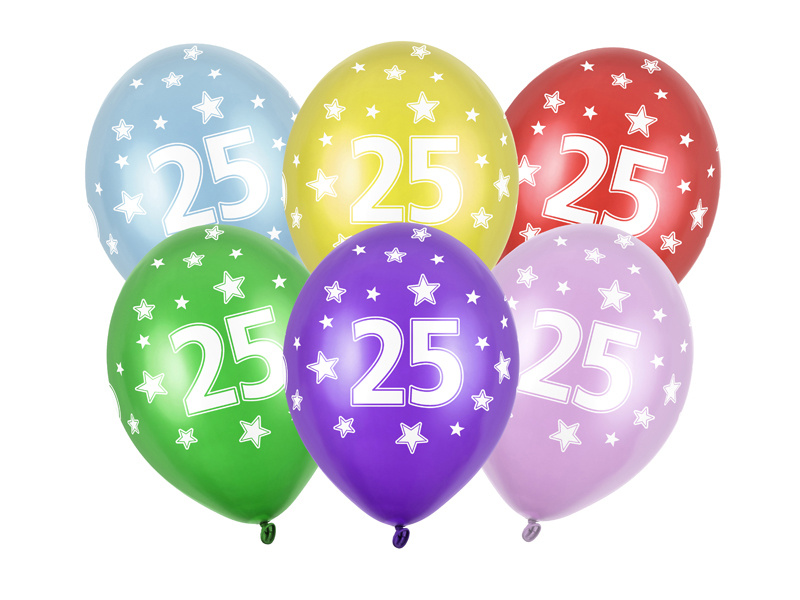 Balony 25th Birthday Metallic Mix 30cm