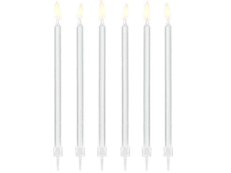 Świeczki urodzinowe gładkie białe 14 cm - zestaw 12 sztuk