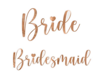 Naklejki na kieliszki ''Bride & Bridesmaid'', różowe złoto (1 op. / 6 szt.)