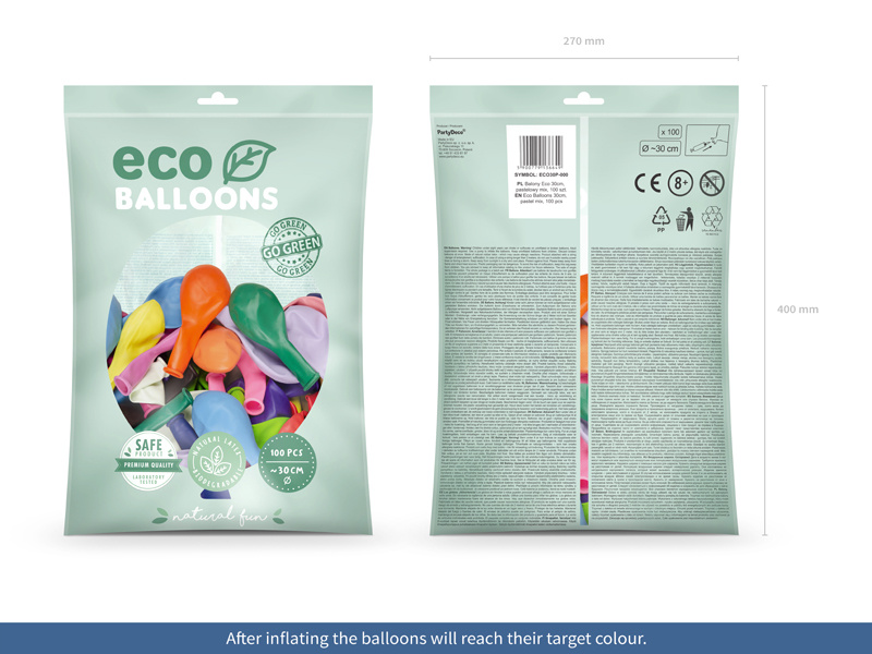 Balony Eco pastelowe mix 30 cm – różnorodność kolorów