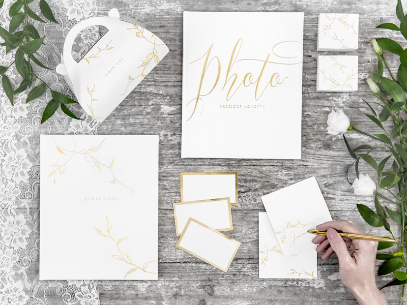 Wizytówki na stół Ramka złoty – detal złotej ramki