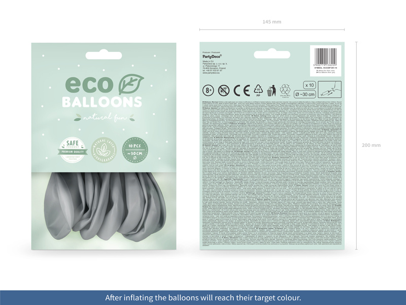 Balony Eco 30cm pastelowe szary – szczegółowy widok